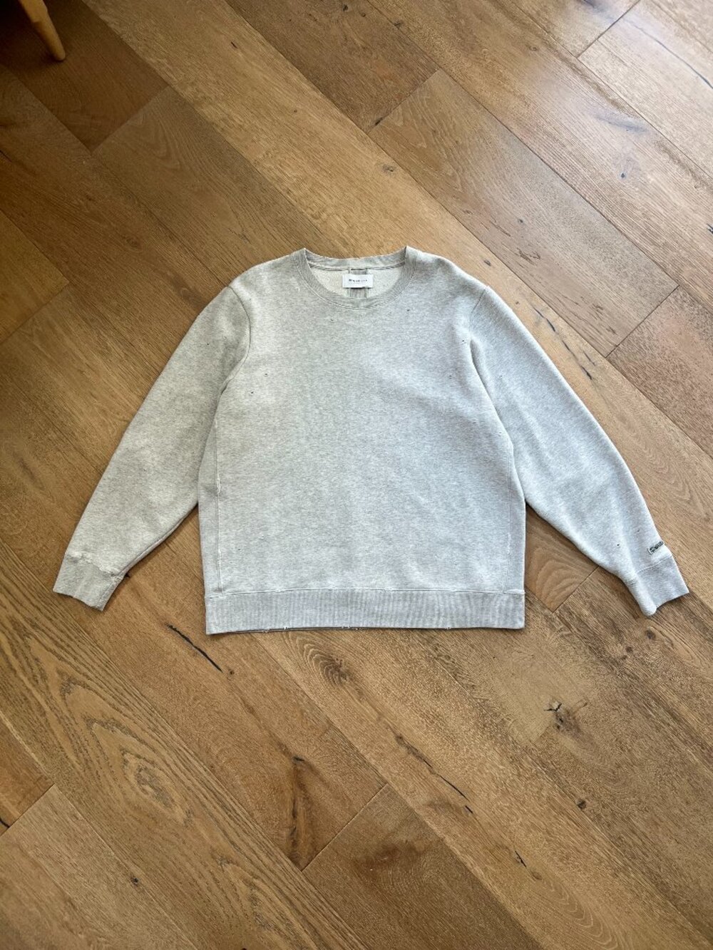 Authentic Ovadia & Sons Mens Distressed Crewneck Sweater | Size L | Grey